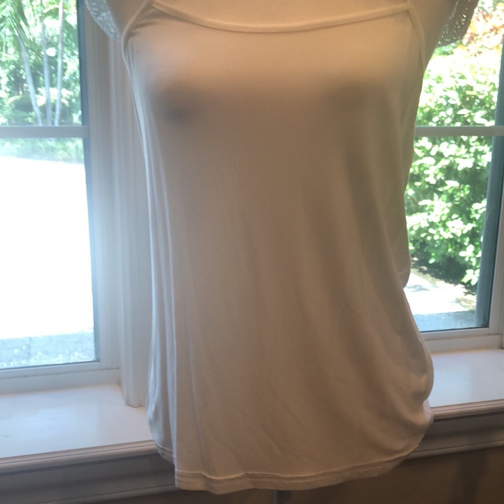 AMANDA BLU White Lace 3/5 Sleeve Top w Cami women’s large - Picture 15 of 17